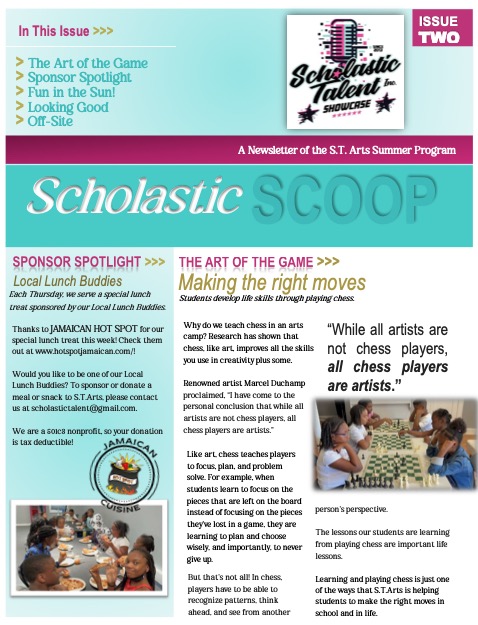 S.T.Arts Newsletter cover 2
