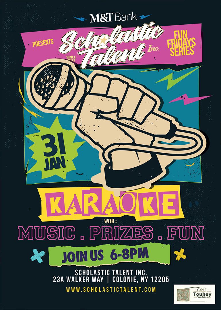 Scholastic Talent Fun Friday Karaoke Flyer