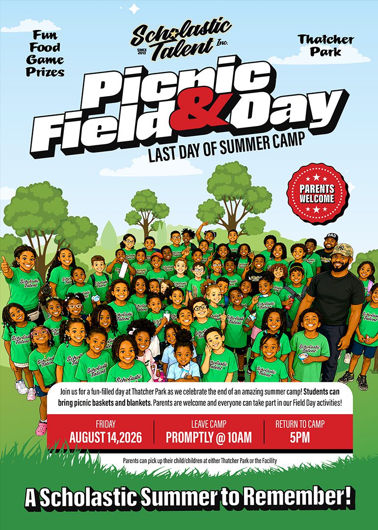 Scholastic Talent Summer Camp Picnic Flyer
